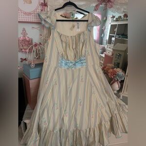 Pinocchio stripped Dress with Ruffle Sleeves